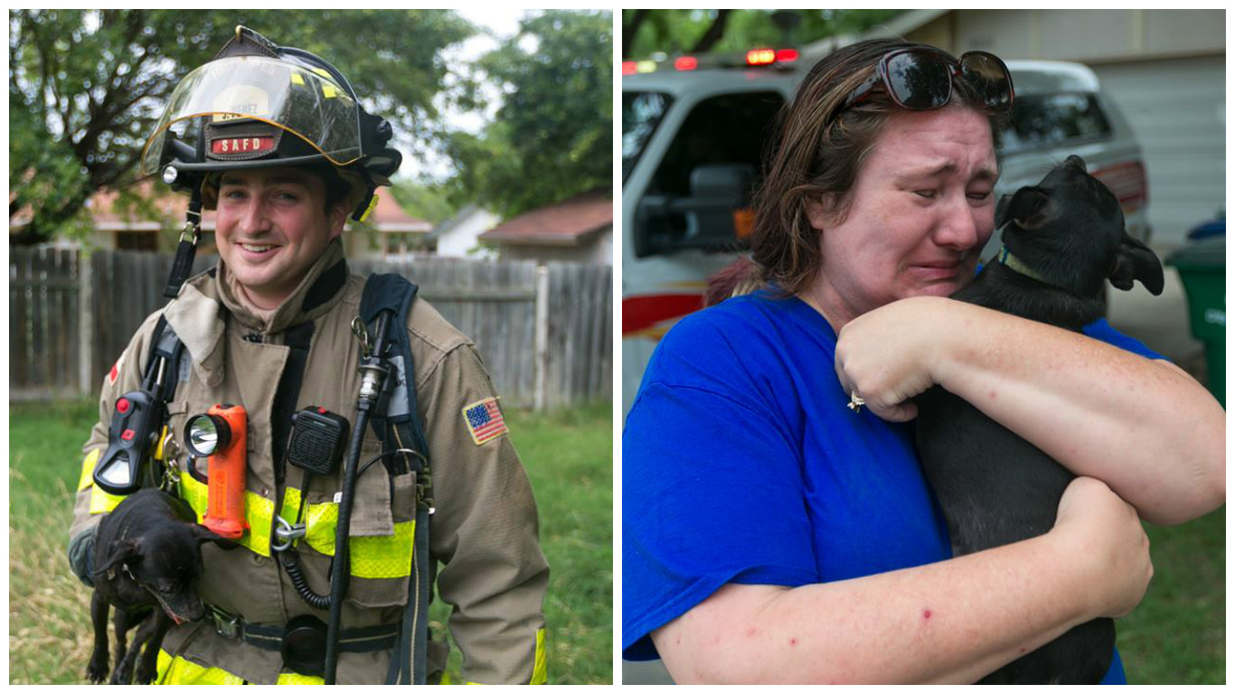 San Antonio firefighters rescue puppies from structure fire | khou.com